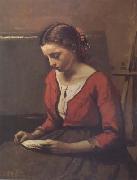 Jean Baptiste Camille  Corot La liseuse (mk11) oil painting artist